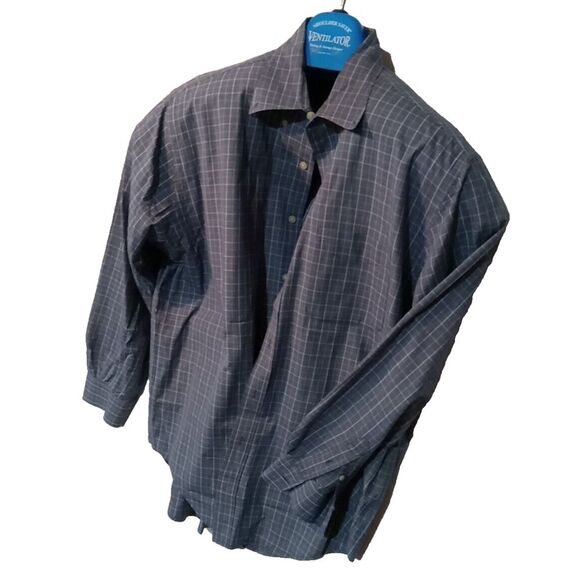 Beautiful AUSTIN REED Hong Kong Cotton Short Sleeve Shirt BLUES Large - Picture 3 of 3